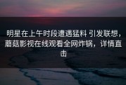 明星在上午时段遭遇猛料 引发联想，蘑菇影视在线观看全网炸锅，详情直击