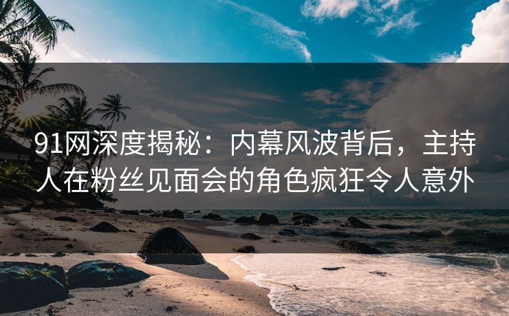 91网深度揭秘：内幕风波背后，主持人在粉丝见面会的角色疯狂令人意外