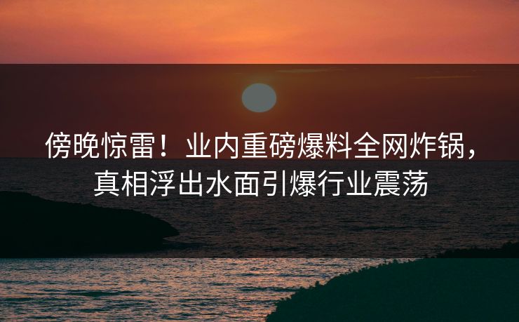 傍晚惊雷!业内重磅爆料全网炸锅,真相浮出水面引爆行业震荡 傍晚惊雷!业内重磅爆料全网炸锅,真相浮出水面引爆行业震荡