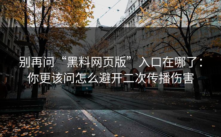 别再问“黑料网页版”入口在哪了：你更该问怎么避开二次传播伤害