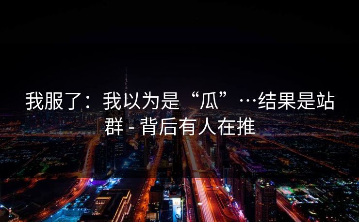 我服了：我以为是“瓜”…结果是站群 - 背后有人在推